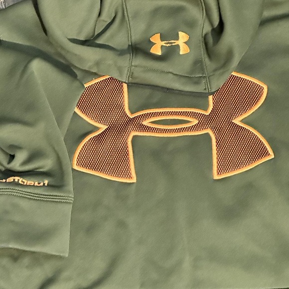 Small Petite SP Green Under Armour hoodie with orange accents - Picture 3 of 8